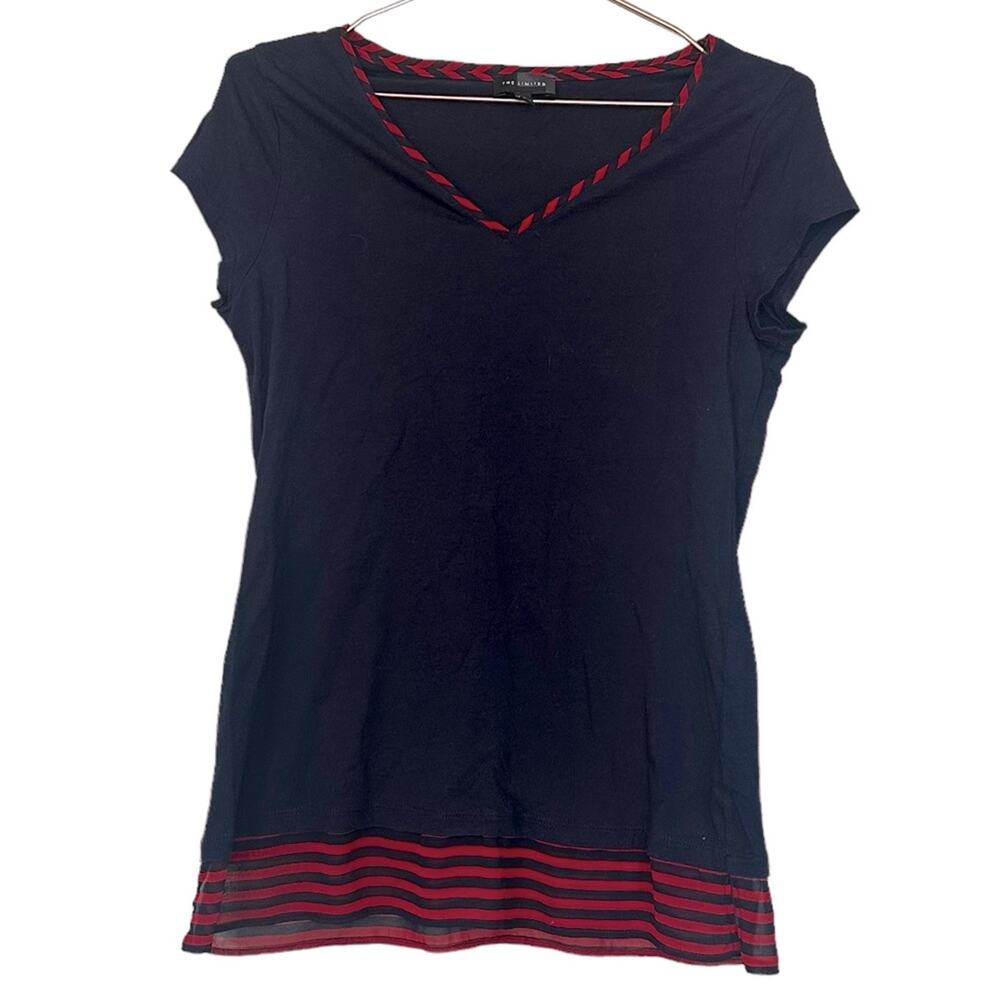 THE LIMITED Women Size SMALL Top Shirt blue Red v neck Blouse